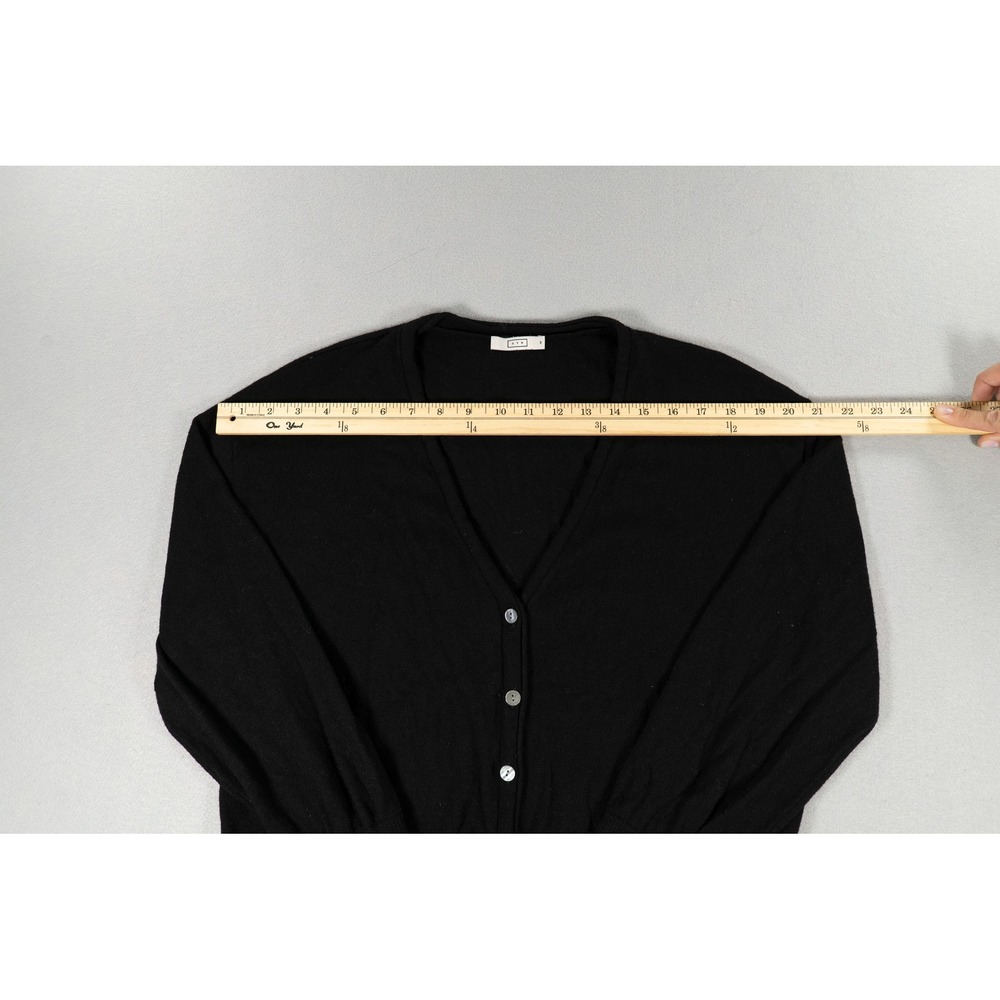 AYR Black Merino Wool Blend V-Neck Cardigan Sweater Womens Size Medium - Picture 3 of 7